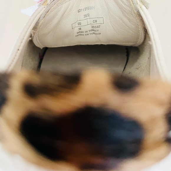 ZARA white leather platform sneakers with genuine cow hair leopard trim - Picture 6 of 7